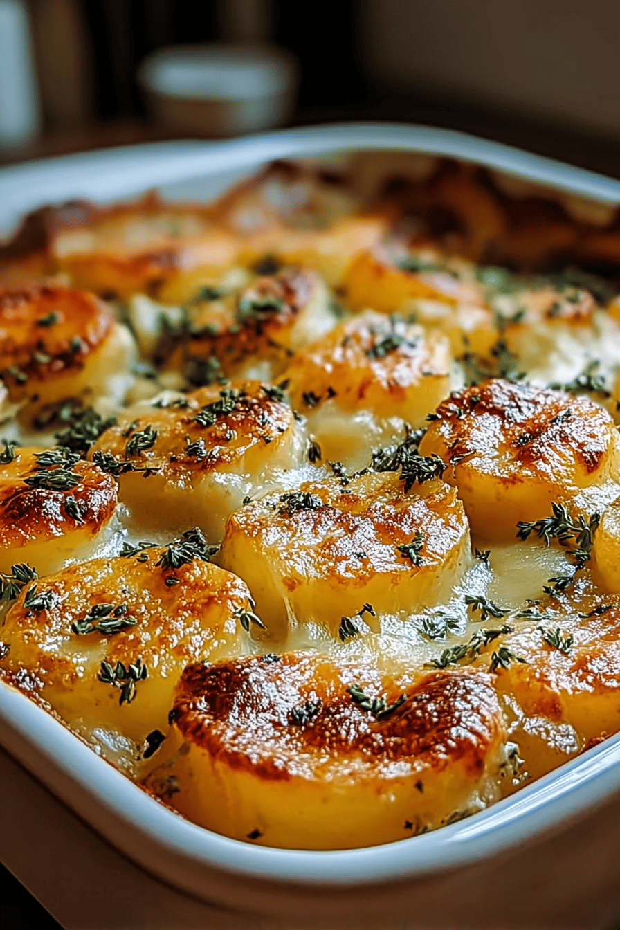 Cheese And Herb Potato Gratin With Creamy Garlic Sauce 6 Cheesy Herb Potato Bake