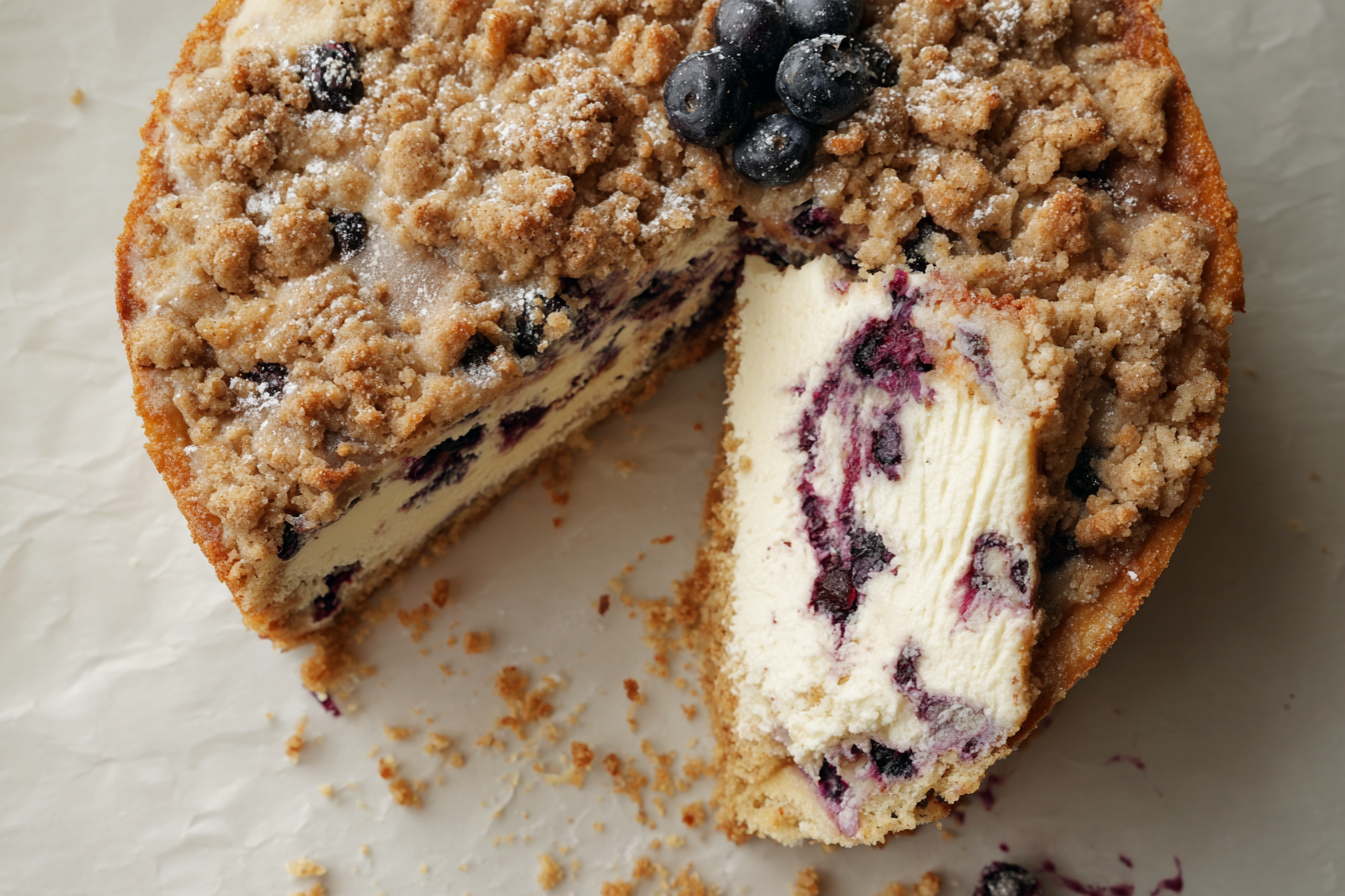 Blueberry Muffin Cheesecake With Crumble Topping 6 Blueberry Muffin Cheesecake