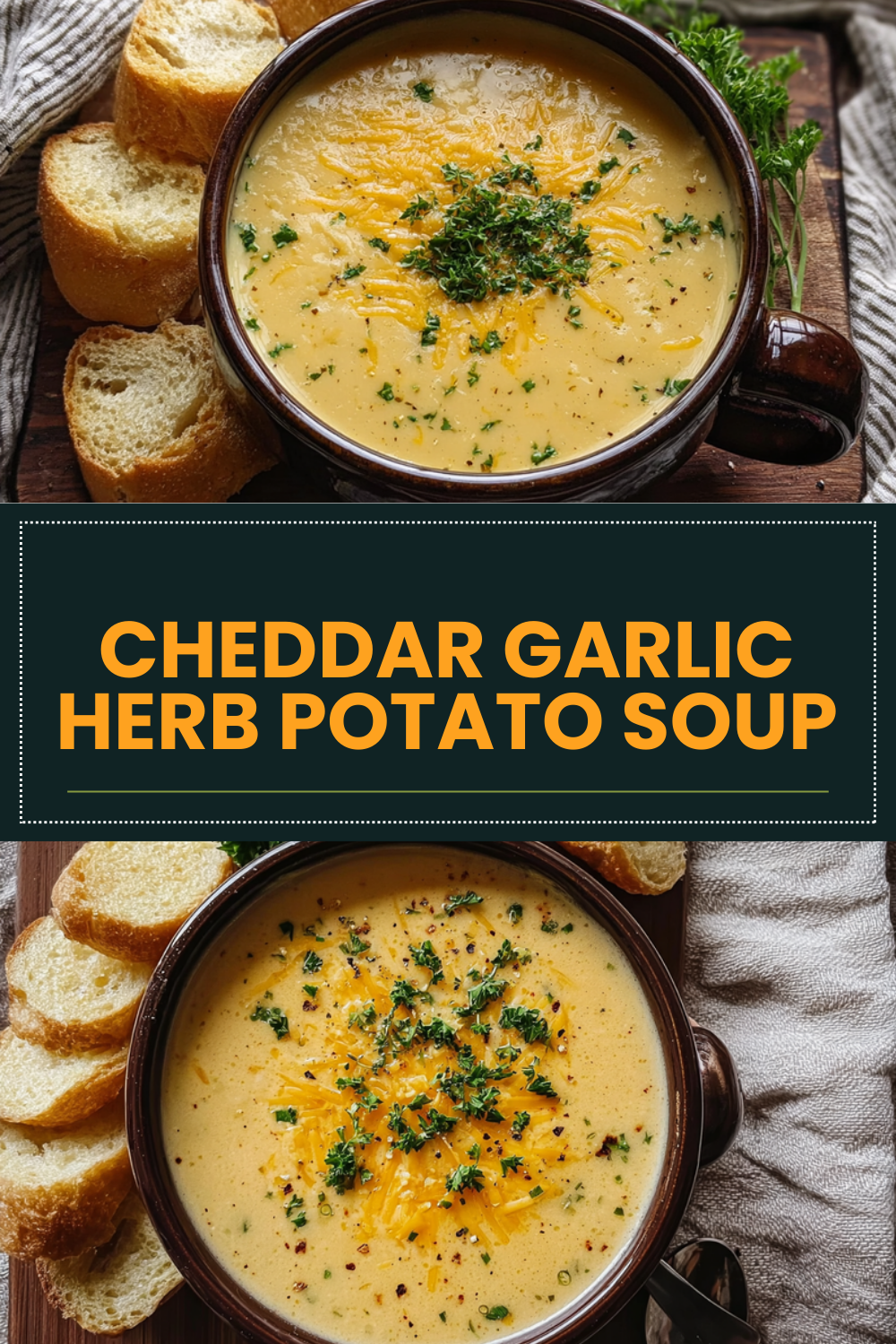 Hearty Cheddar Garlic Potato Soup With Fresh Herbs 7 Cheddar Garlic Herb Potato Soup