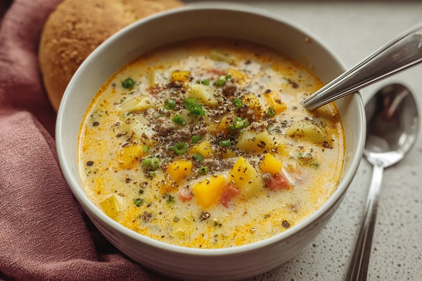 Cheeseburger Soup Recipe With Creamy Cheese And Ground Beef 6 Cheeseburger Soup
