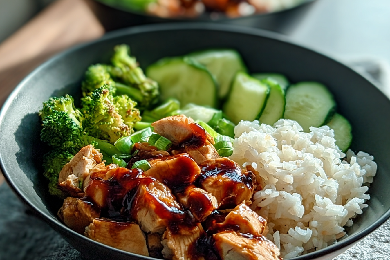 Bbq Chicken Rice Bowls With Tangy Sauce And Fresh Veggies 6 Bbq Chicken Rice Bowl