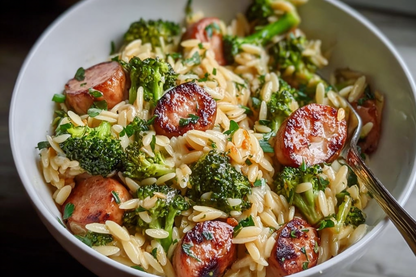 Chicken Sausage Broccoli Orzo Skillet Recipe For Quick Dinners 6 Chicken Sausage Broccoli Orzo Recipe