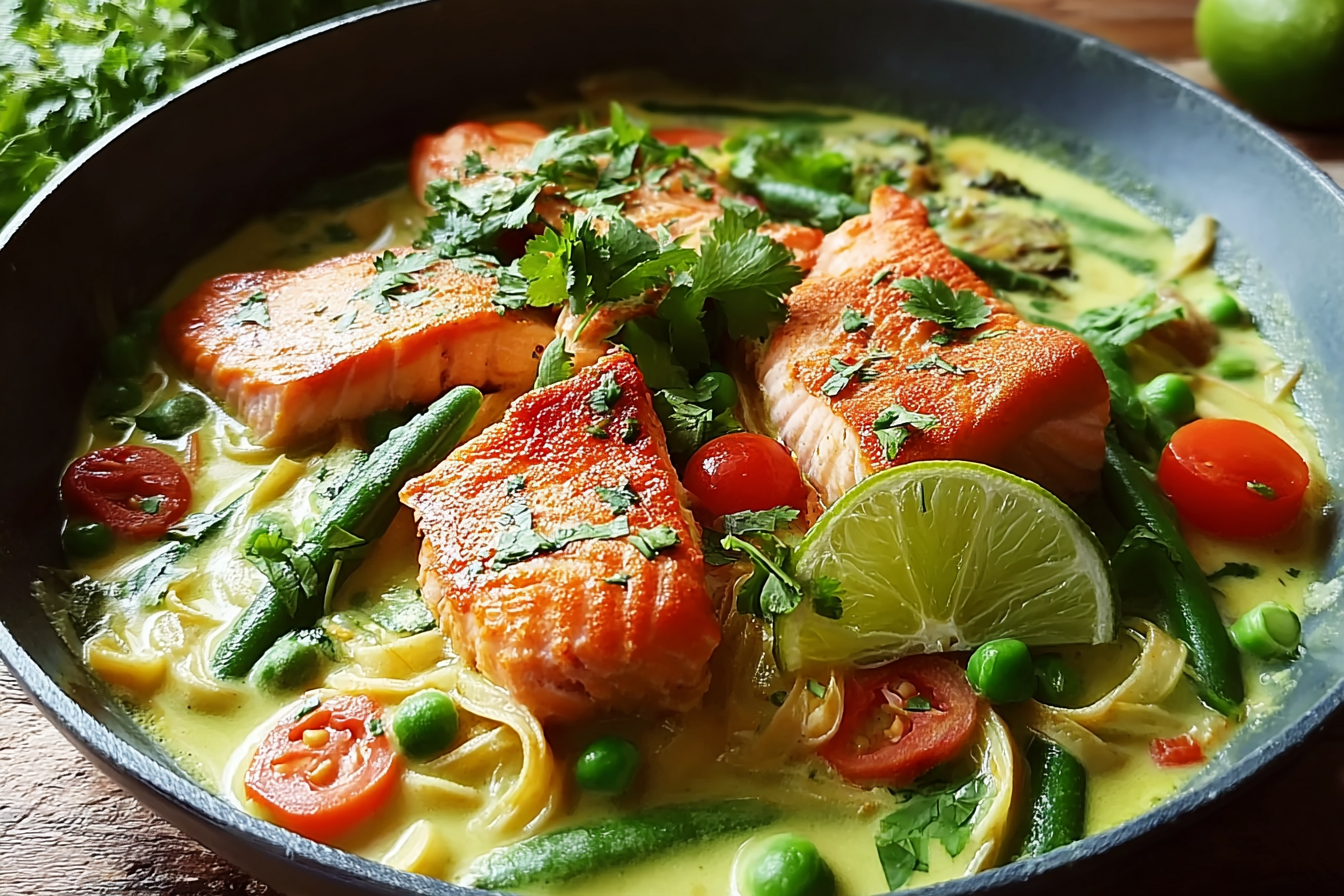 Green Curry Salmon Recipe With Creamy Coconut And Fresh Herbs 6 Green Thai Curry Salmon