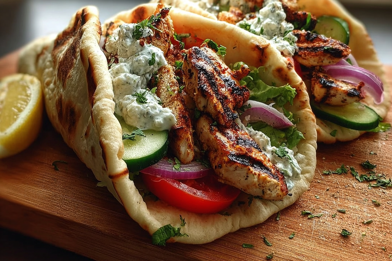 Greek Chicken Gyros With Creamy Tzatziki Sauce Recipe 6 Grilled Greek Chicken Gyros