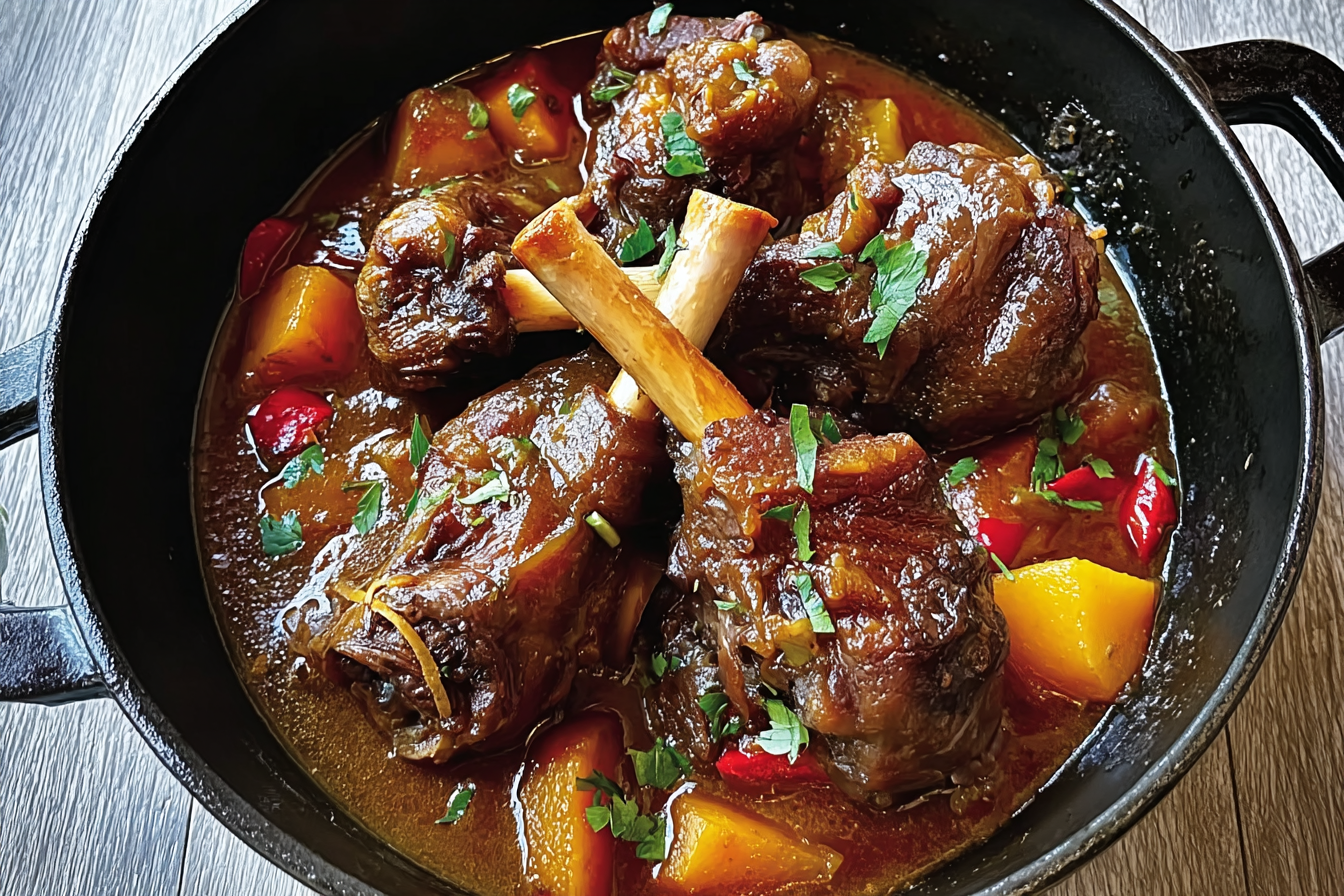 Lamb Shanks Braised In Red Wine Sauce For Rich Flavor 6 Slow Cooked Lamb Shanks
