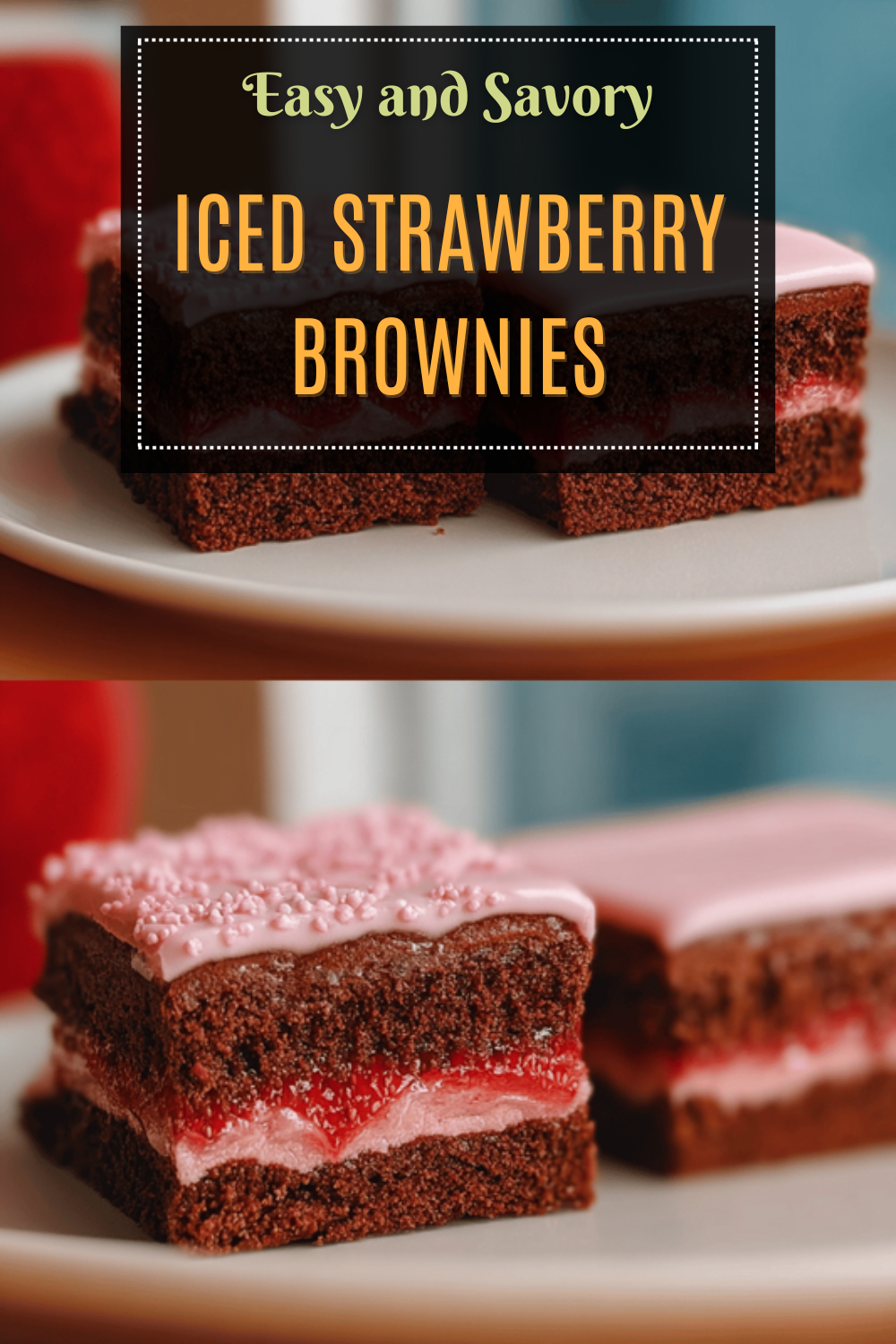 Iced Strawberry Brownies