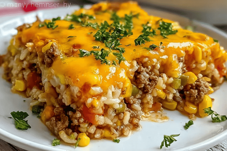 Cheesy Ground Beef Rice Casserole 26.Png