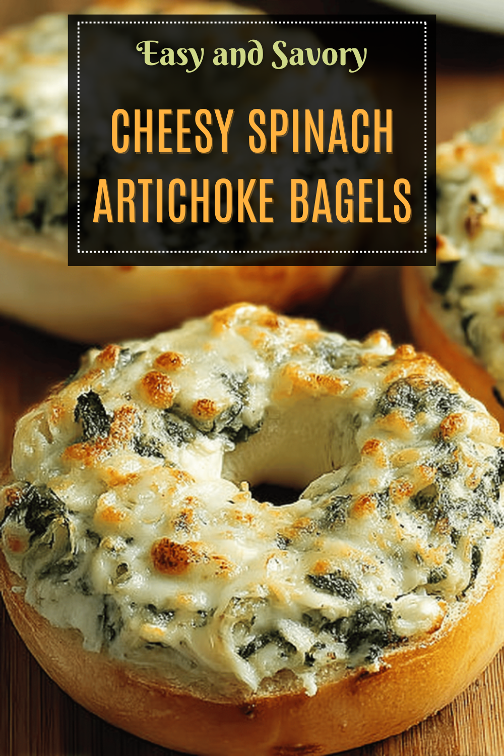 Cheesy Spinach Artichoke Bagels