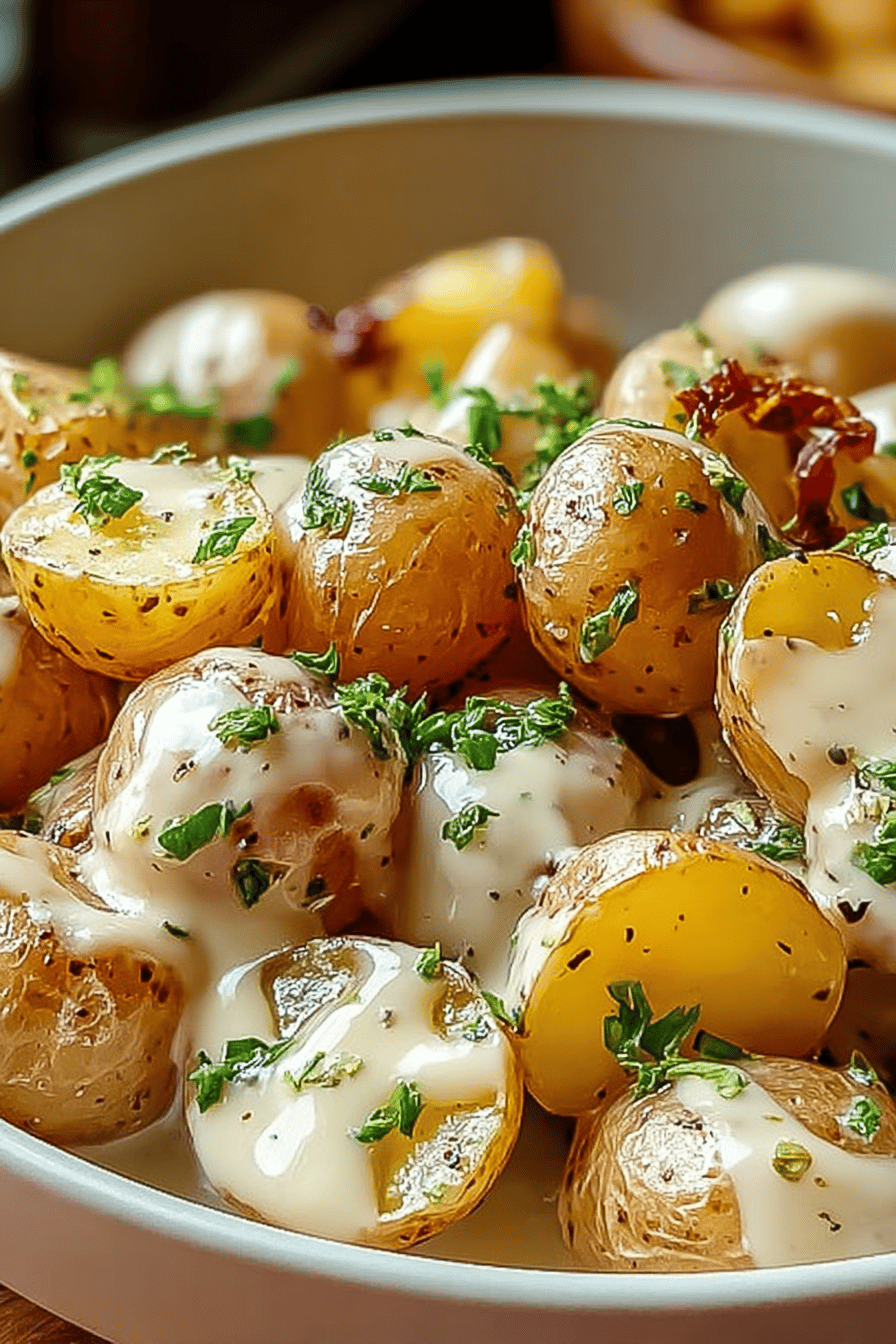 Creamy Garlic Baby Potatoes