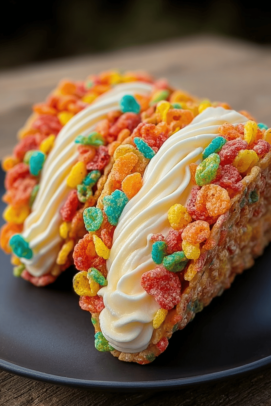 Fruity Pebbles Cheesecake Tacos
