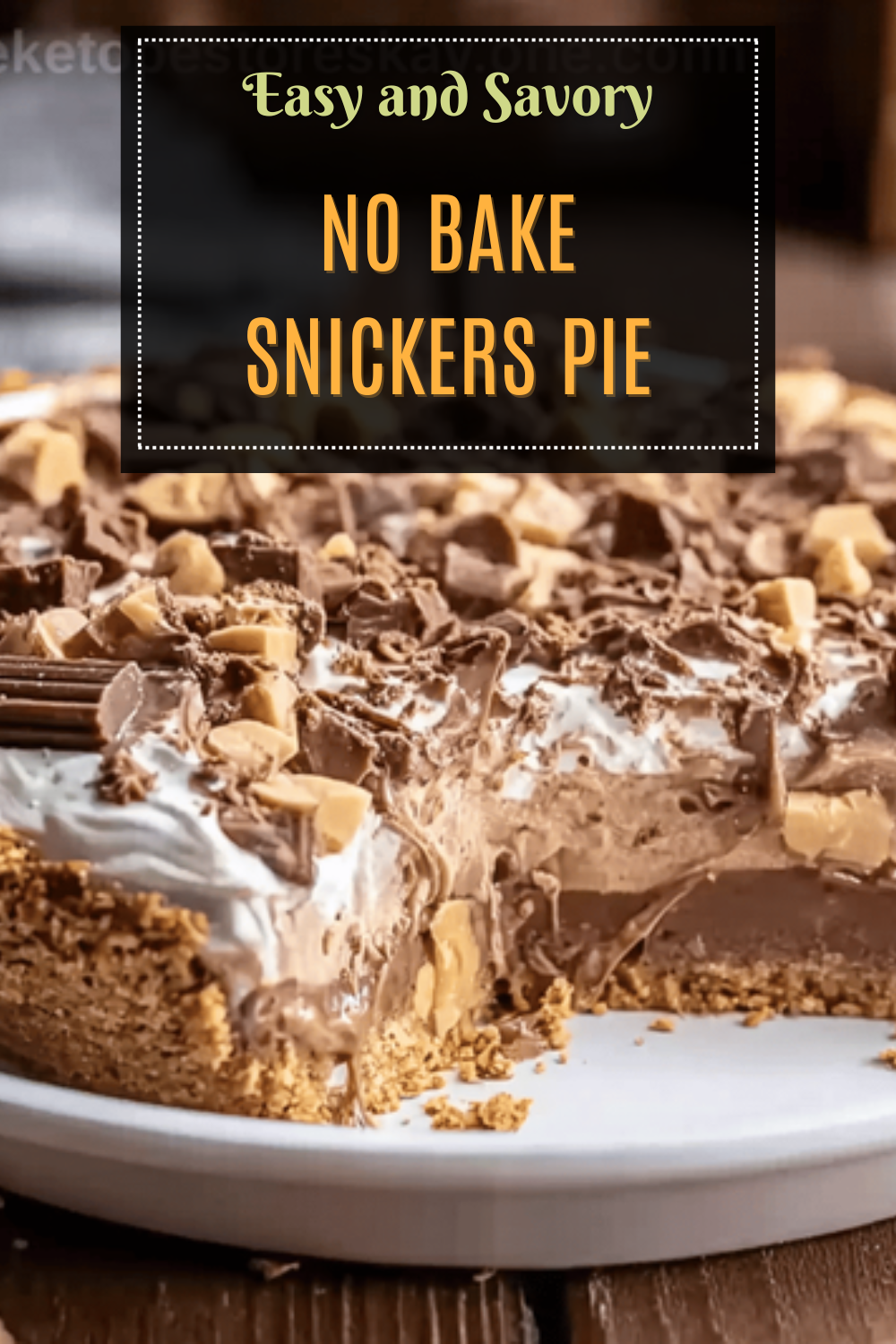No Bake Snickers Pie