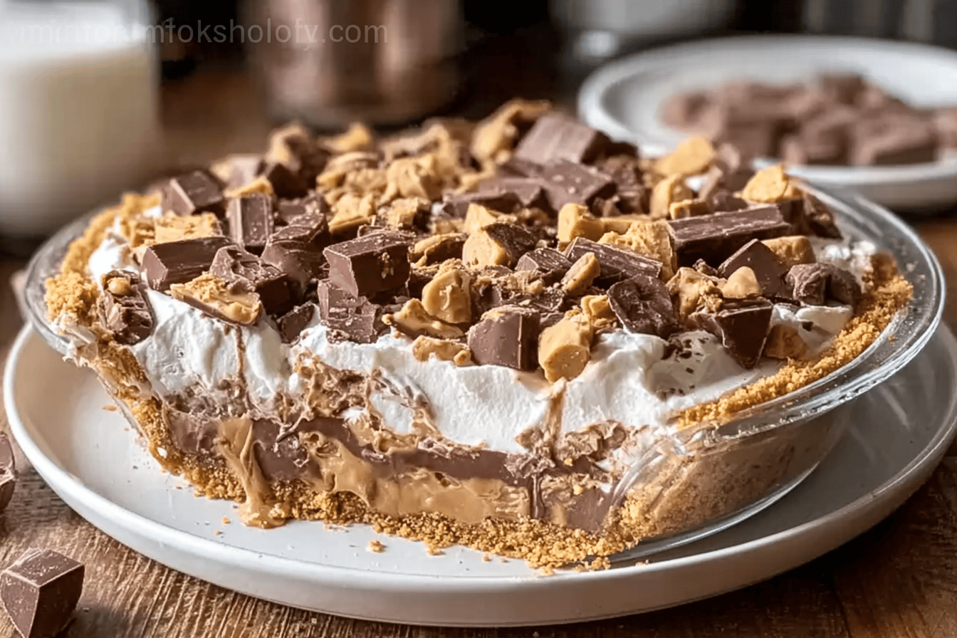 No Bake Snickers Pie