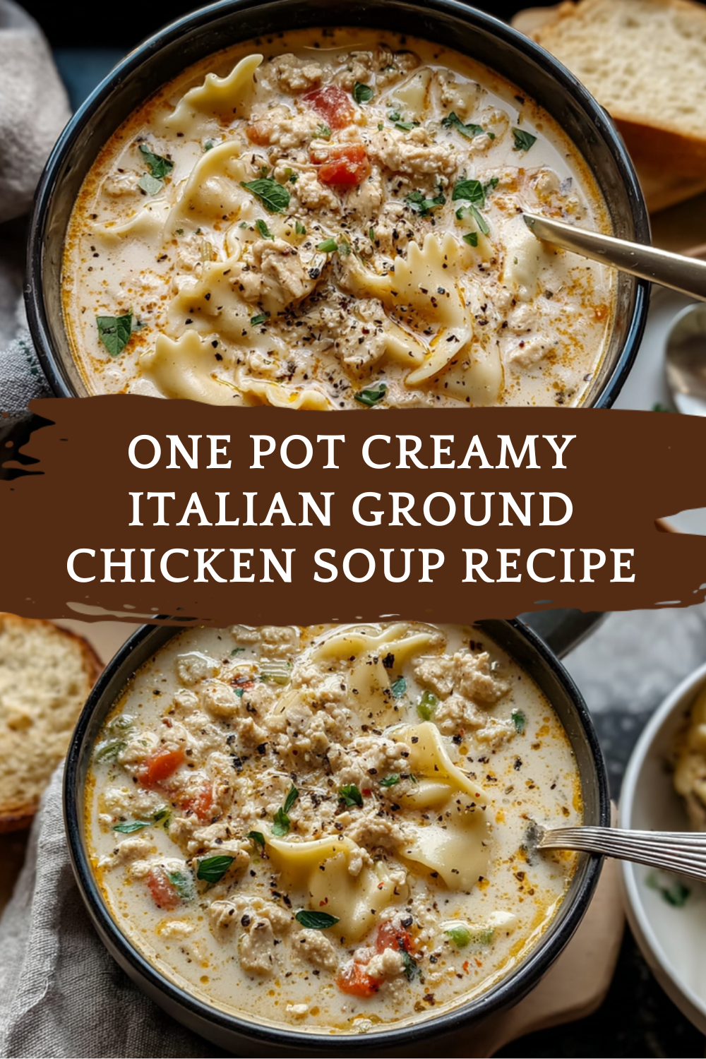 One Pot Creamy Italian Ground Chicken Soup Recipe