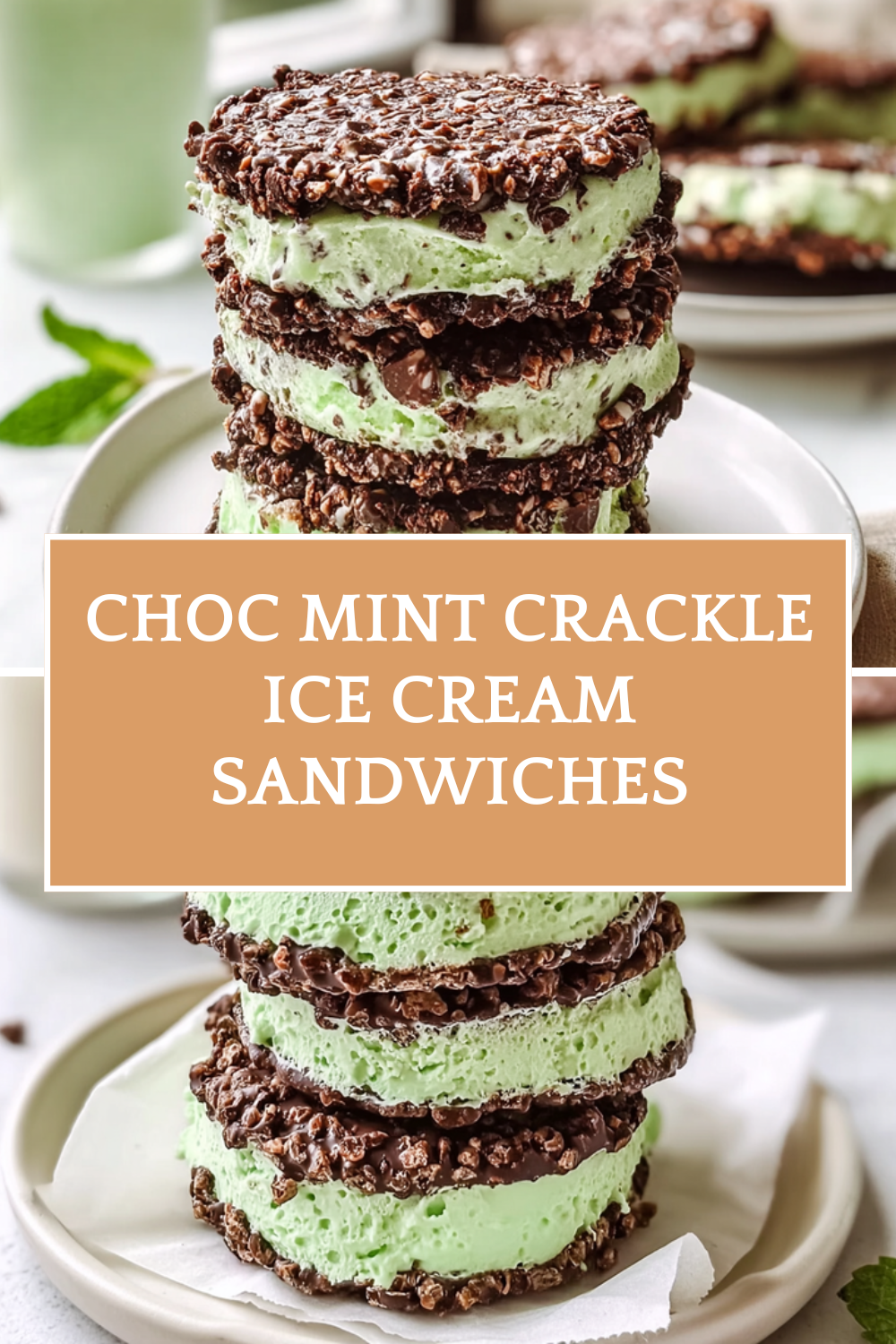Choc Mint Crackle Ice Cream Sandwiches