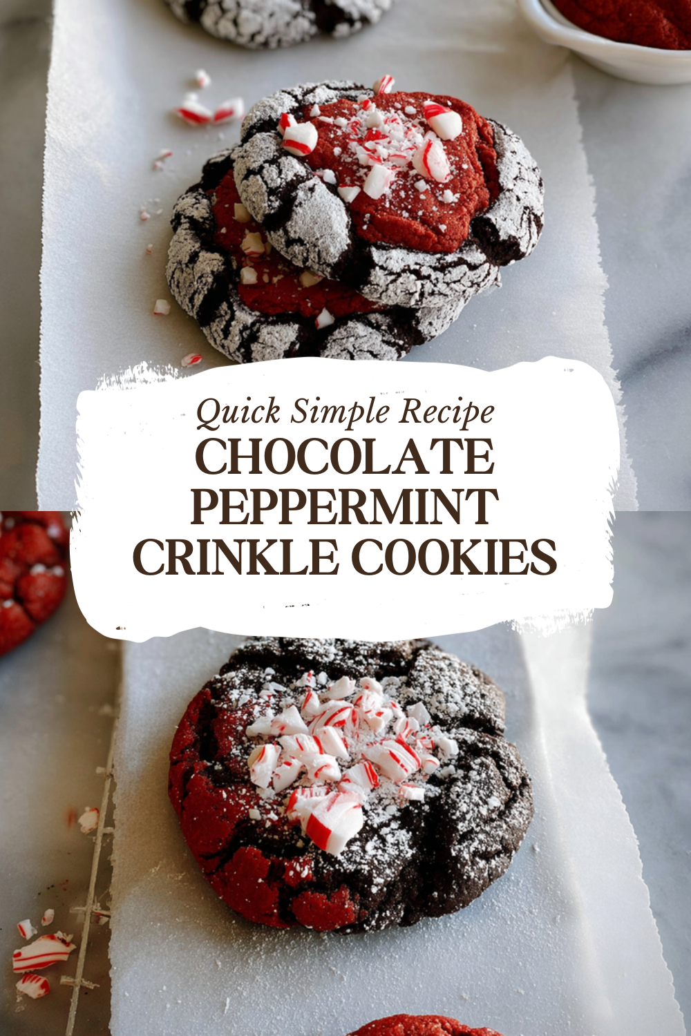 Chocolate Peppermint Crinkle Cookies
