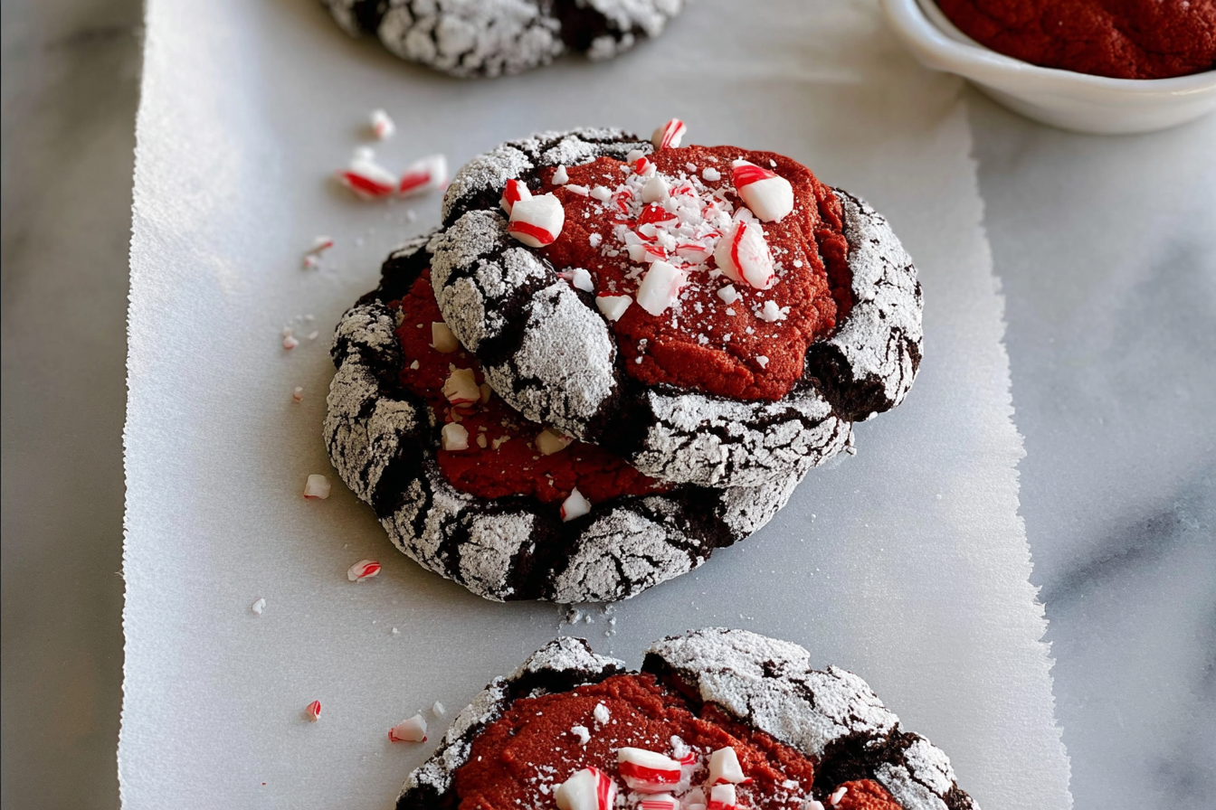 Chocolate Peppermint Crinkle Cookies