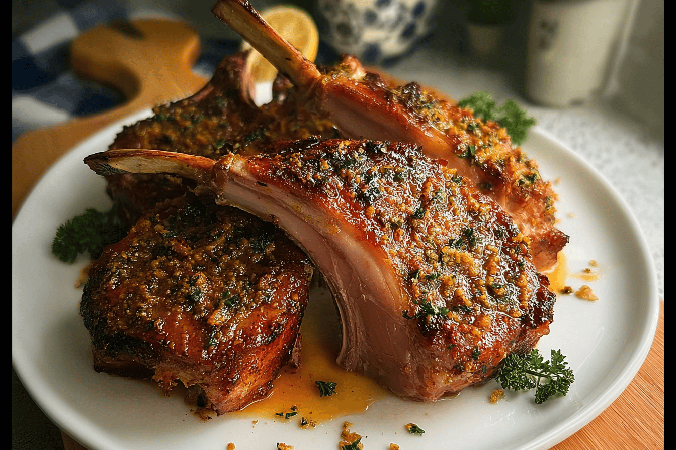 Pork Rack Fresh Honey Mustard Roasted Pork Rack Recipe With Sweet Tangy Glaze