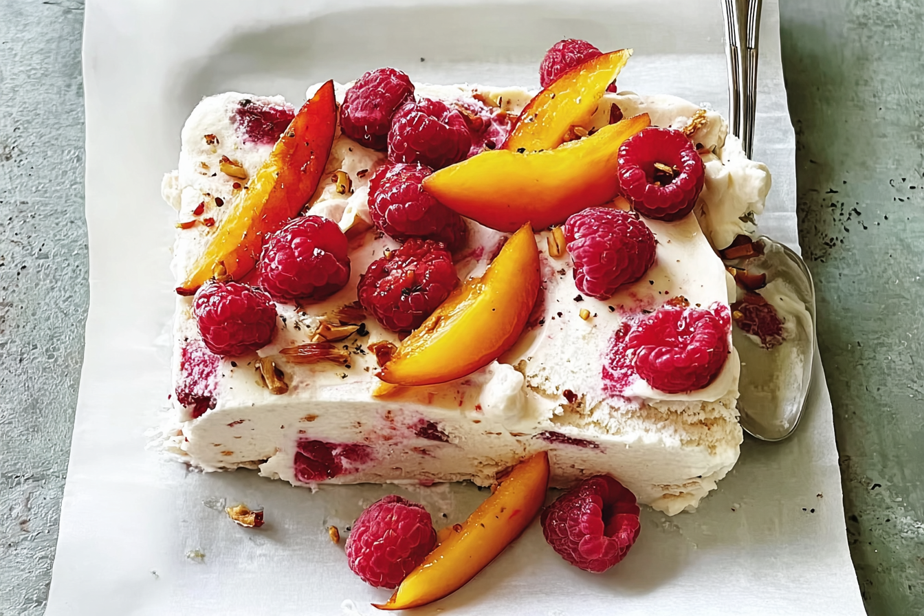 Raspberry Ice Cream Slice