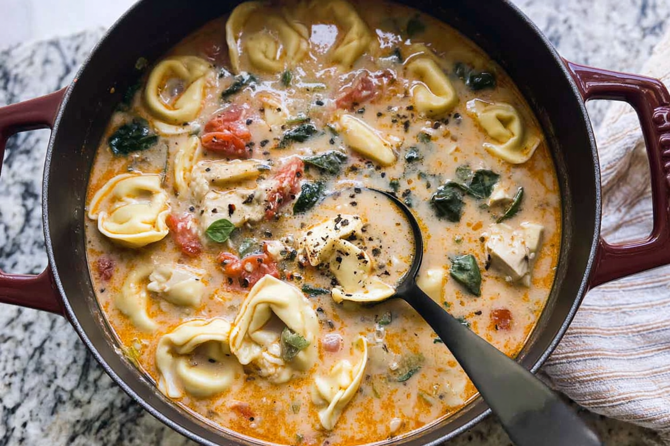 Tuscan Garlic Tortellini Soup