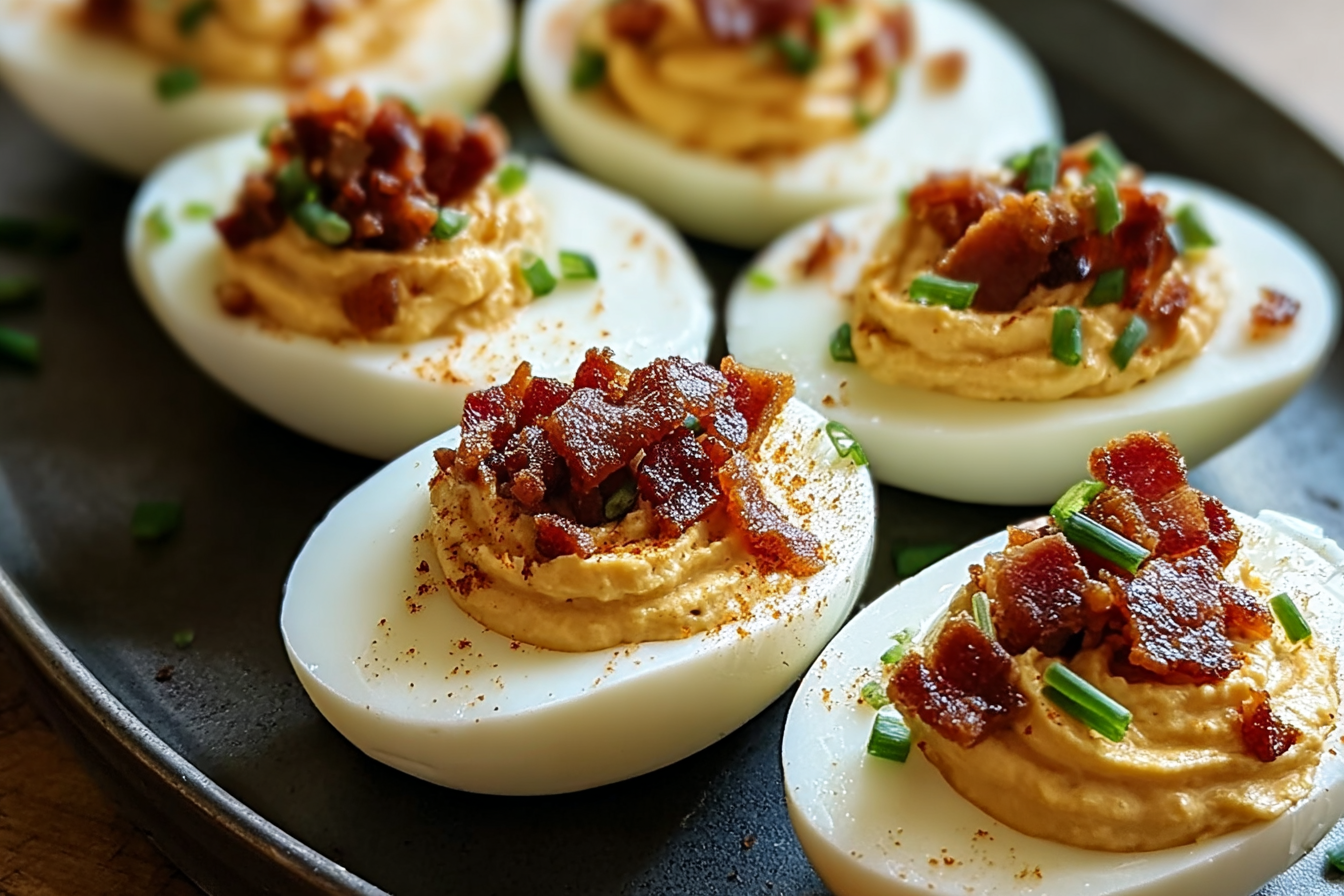 Candied Bacon Deviled Eggs
