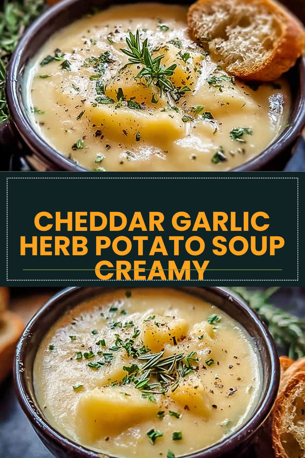 Cheddar Garlic Herb Potato Soup Creamy