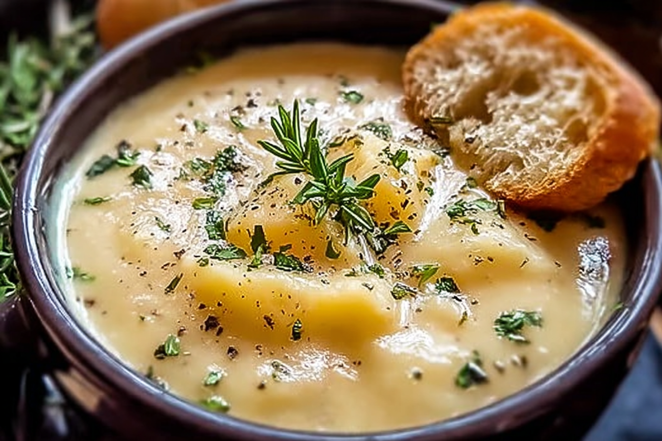 Cheddar Garlic Herb Potato Soup Creamy