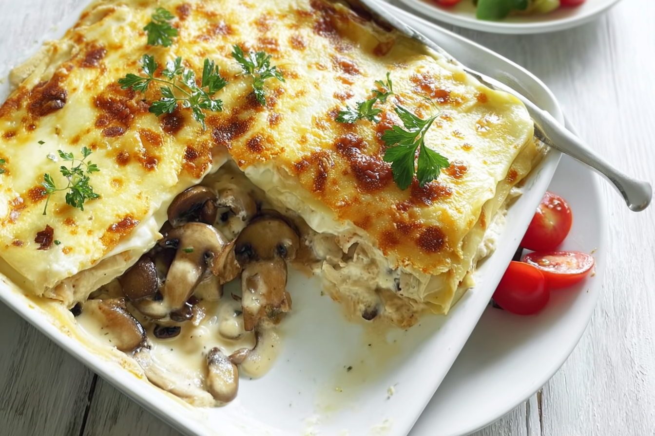 Chicken And Mushroom Crepe Bake