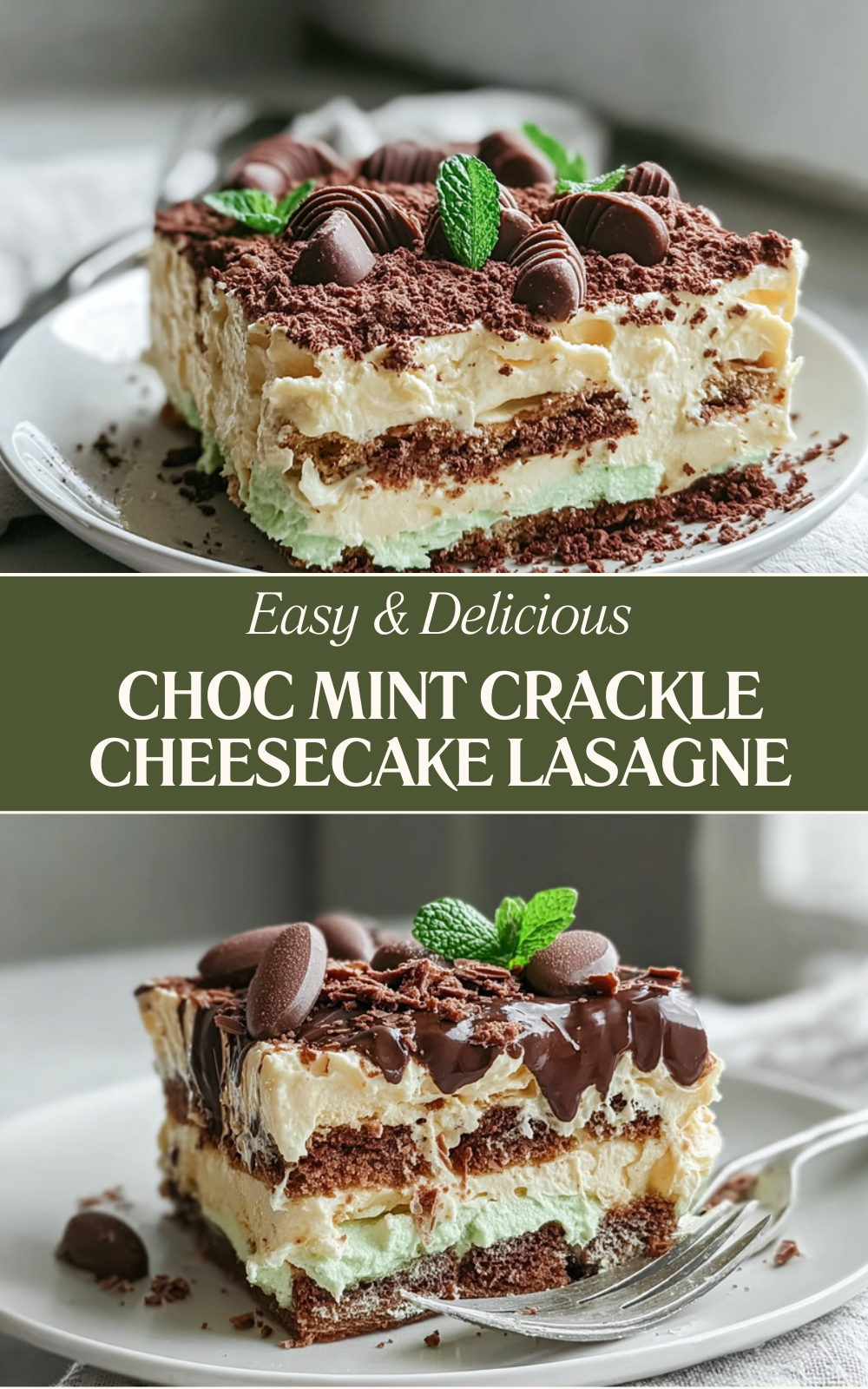 Choc Mint Crackle Cheesecake Lasagne