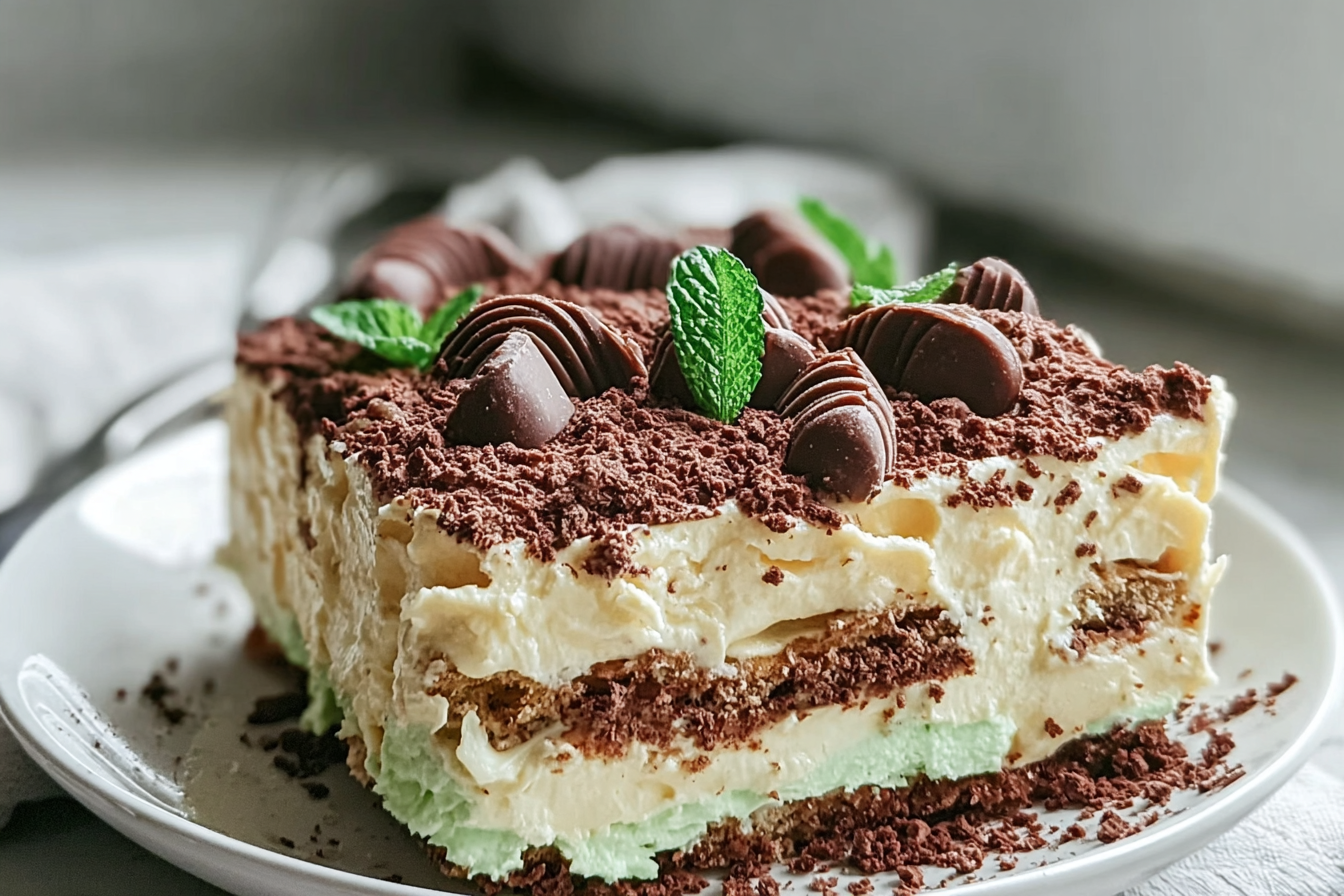 Choc Mint Crackle Cheesecake Lasagne