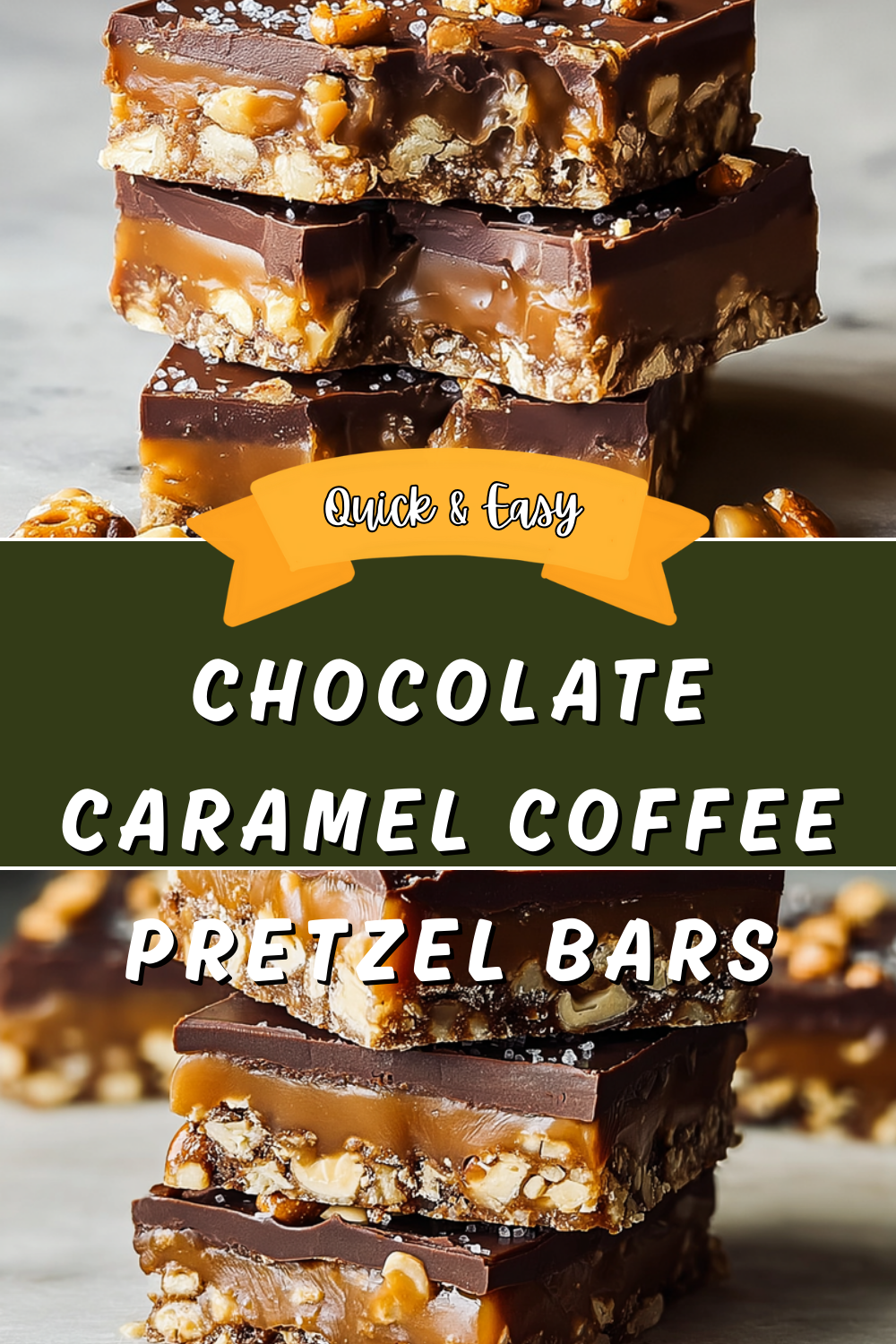 Chocolate Caramel Coffee Pretzel Bars