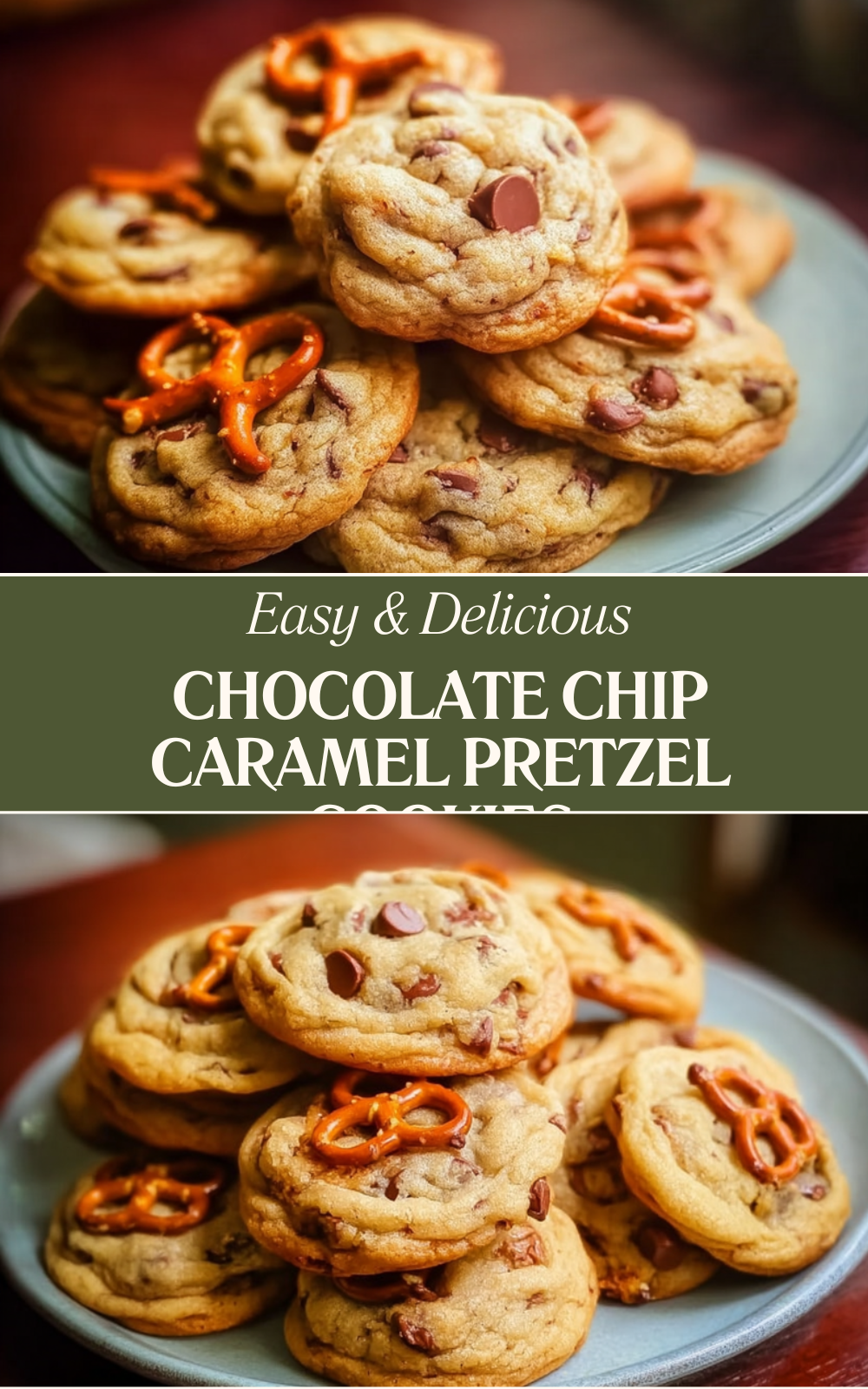 Chocolate Chip Caramel Pretzel Cookies