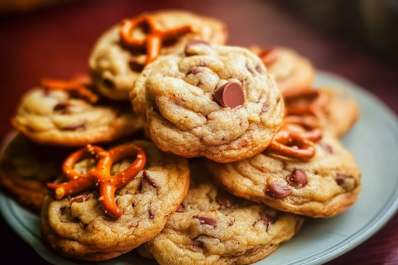 Chocolate Chip Caramel Pretzel Cookies