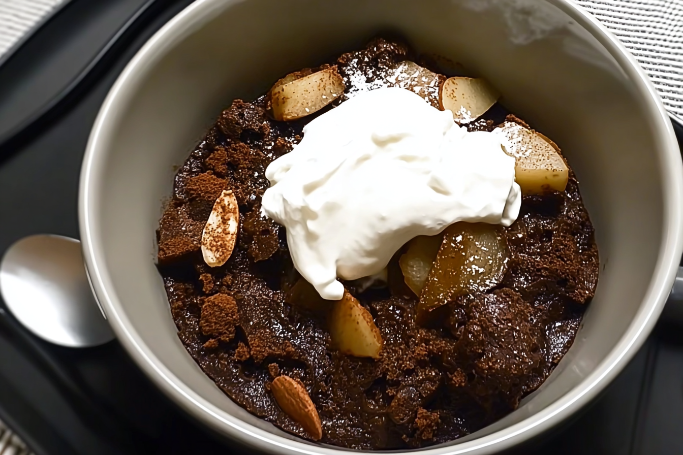Chocolate Pear Almond Pudding