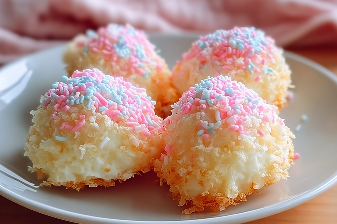 Crispy Cotton Candy Cheesecake Bombs