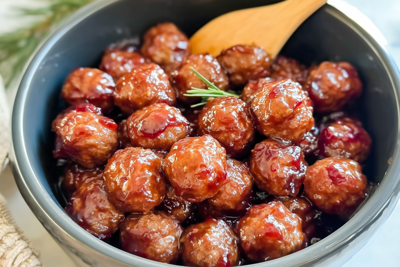 Crockpot Christmas Cranberry Meatballs