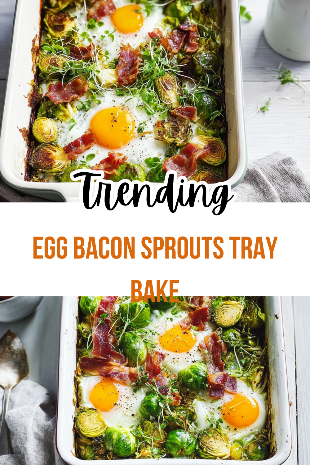 Egg Bacon Sprouts Tray Bake