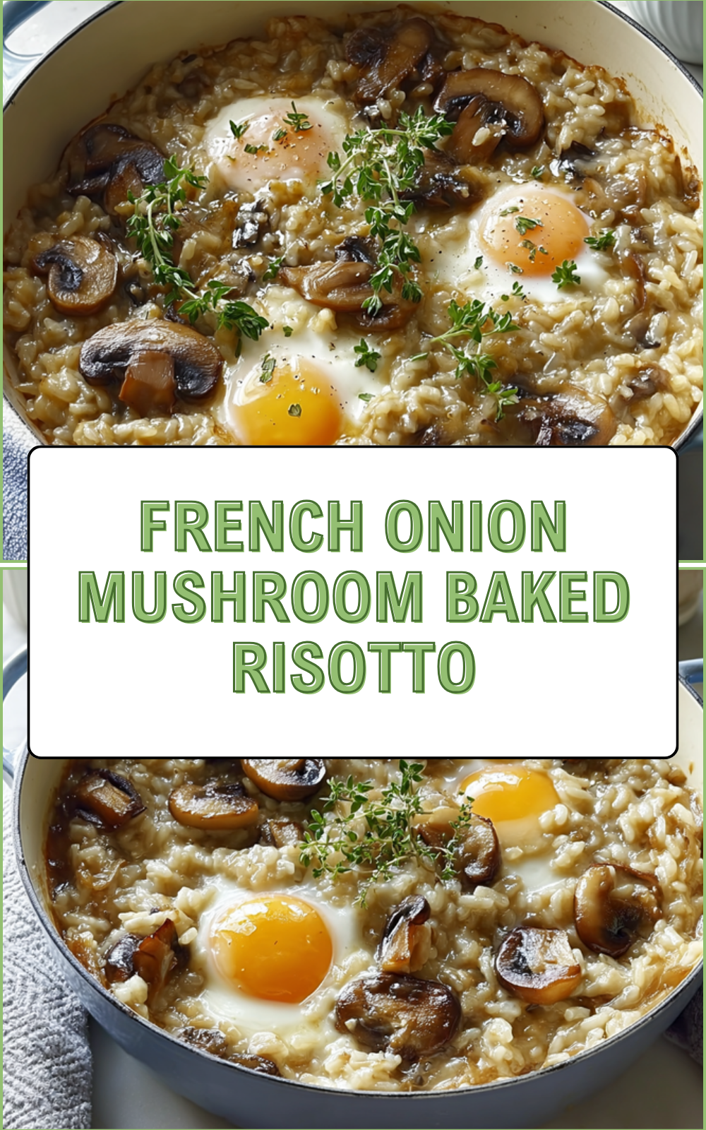 French Onion Mushroom Baked Risotto