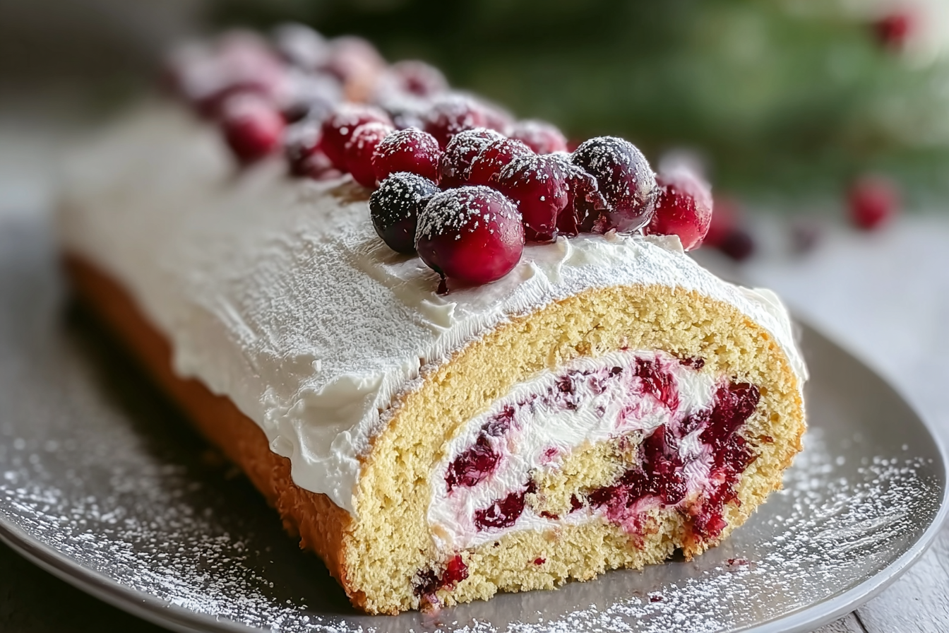 Ladyfinger Cranberry Cake Roll