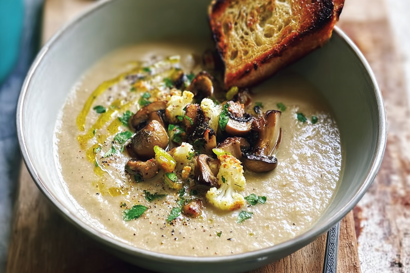 Roasted Mushroom Cauliflower Soup