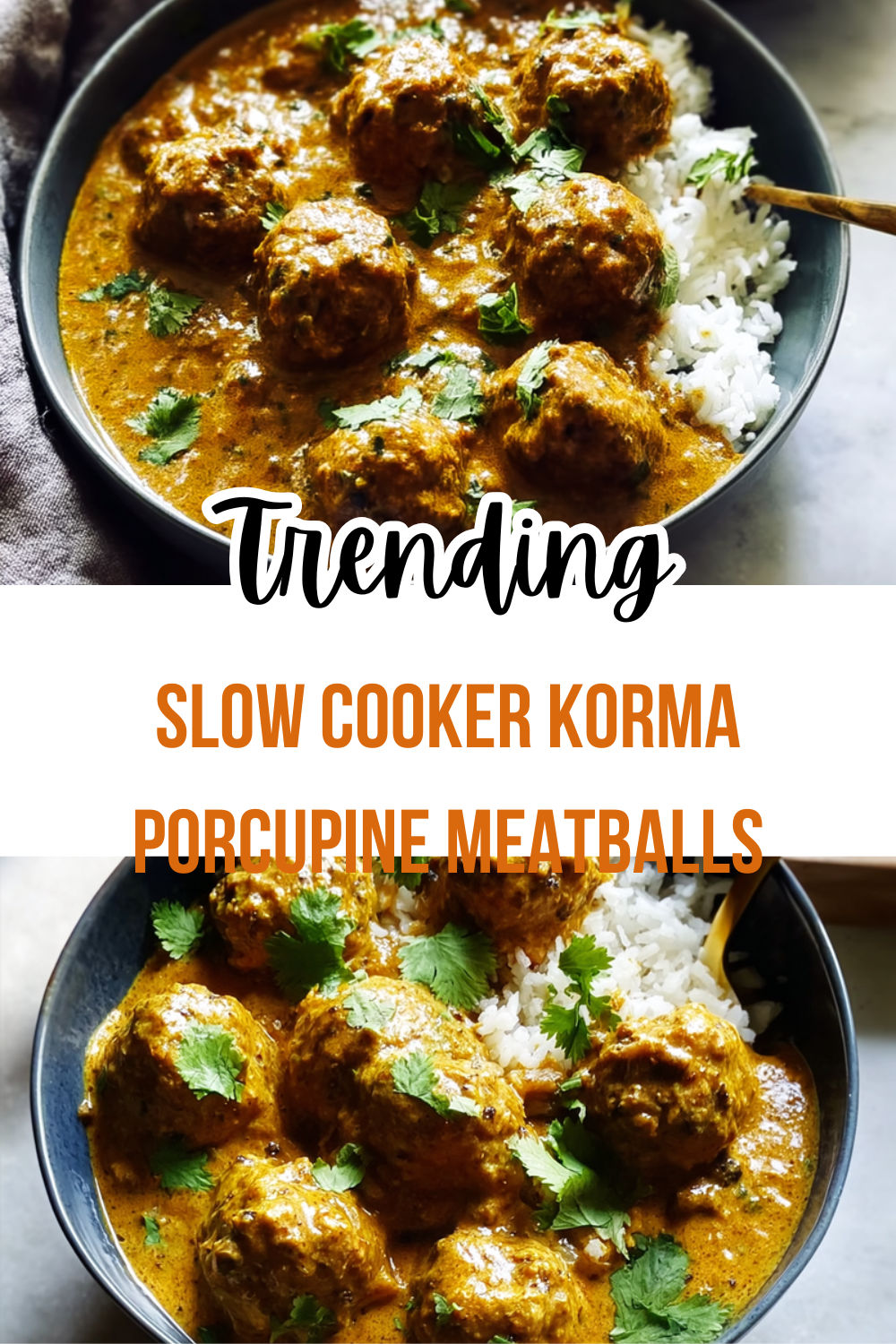 Slow Cooker Korma Porcupine Meatballs