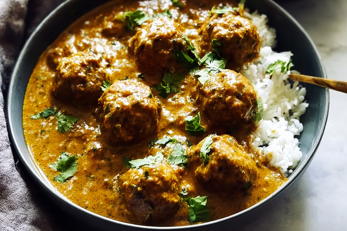 Slow Cooker Korma Porcupine Meatballs