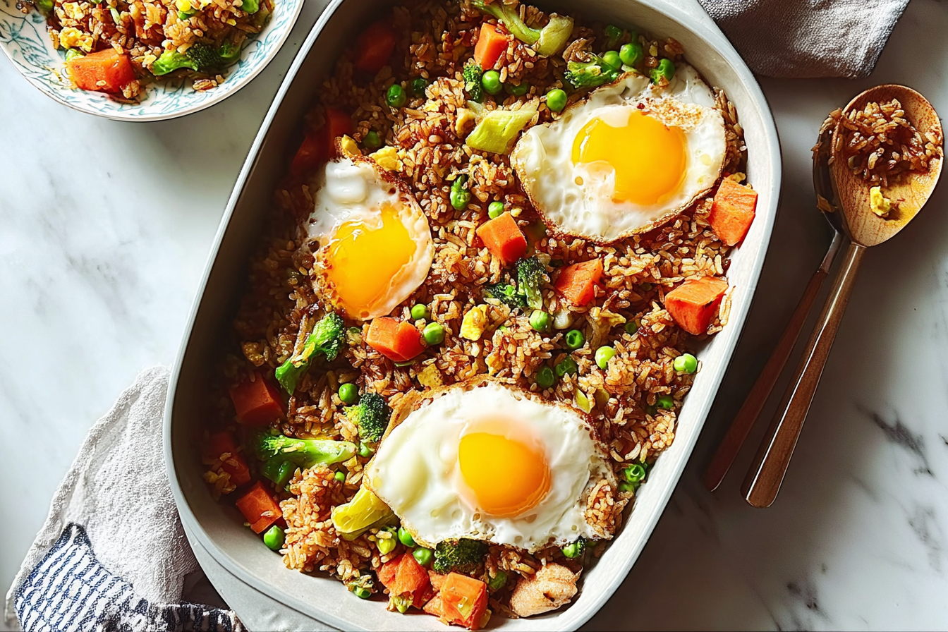 Tray Bake Egg Fried Rice