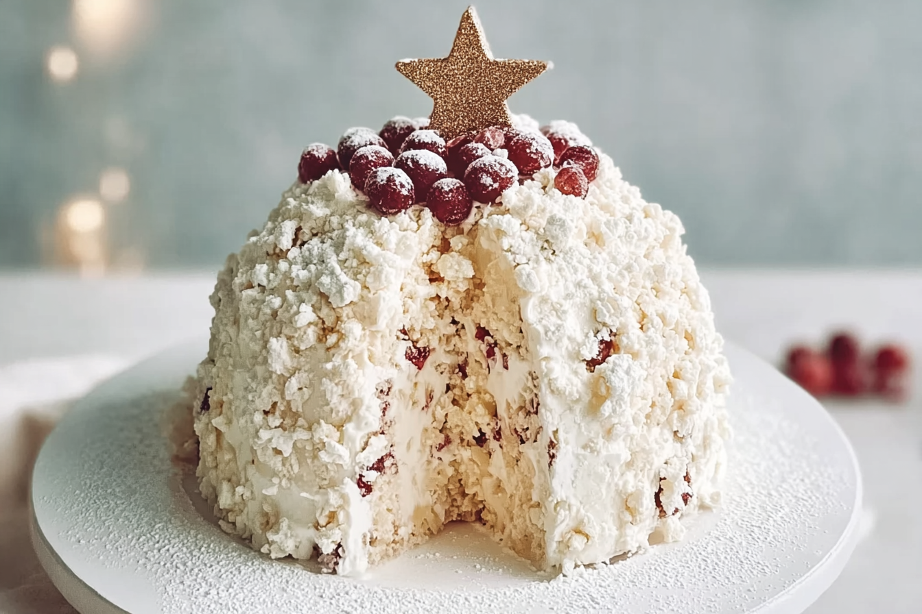 White Christmas Crackle Surprise Cake