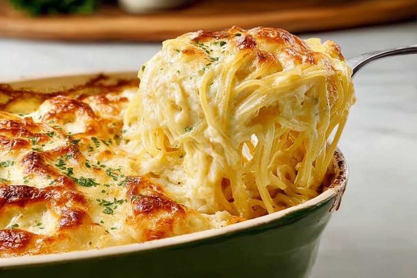 Alfredo Baked Spaghetti