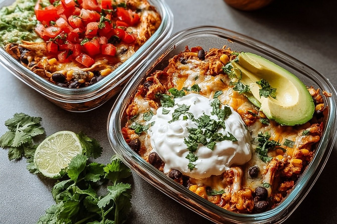 High Protein Chicken Cottage Cheese Enchilada Bowls