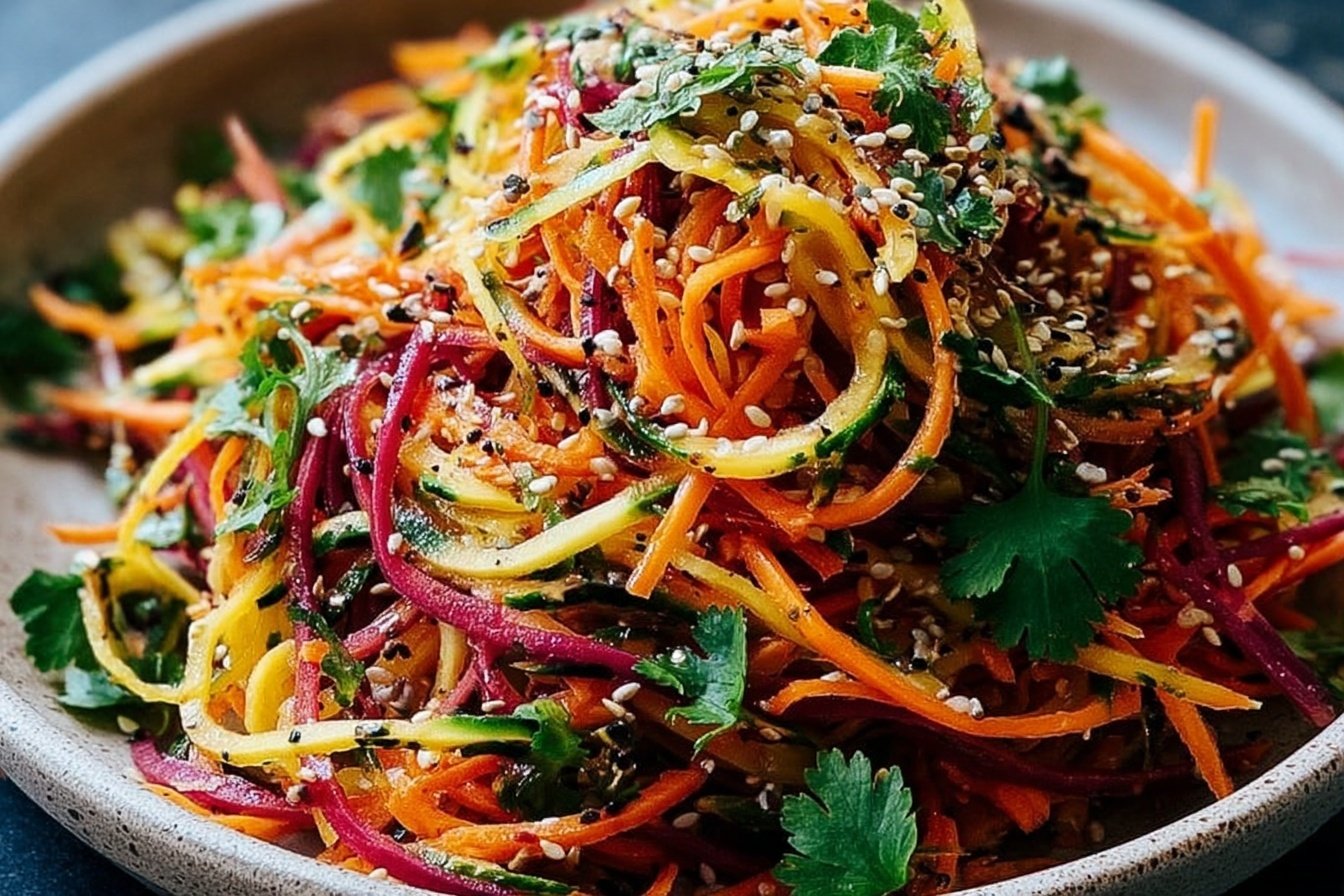 Shaved Rainbow Carrot Sesame Salad