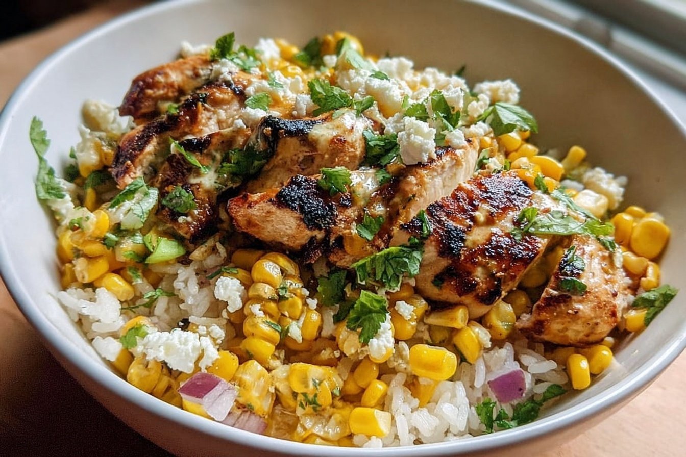Street Corn Chicken Rice Bowl